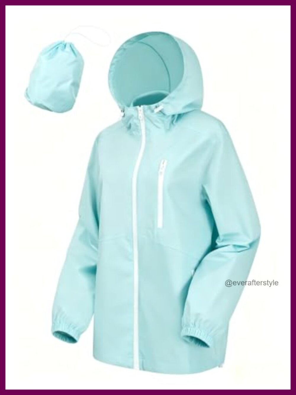 Waterproof Lightweight Hooded Rain Jacket Women Zip Pockets Cycling